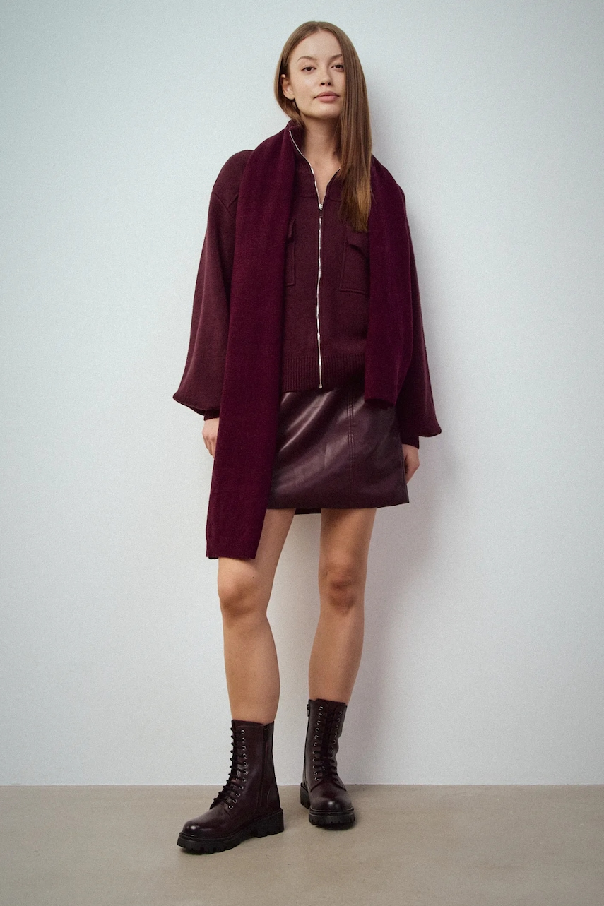 Medicine cizme de piele culoarea bordo, cu platforma