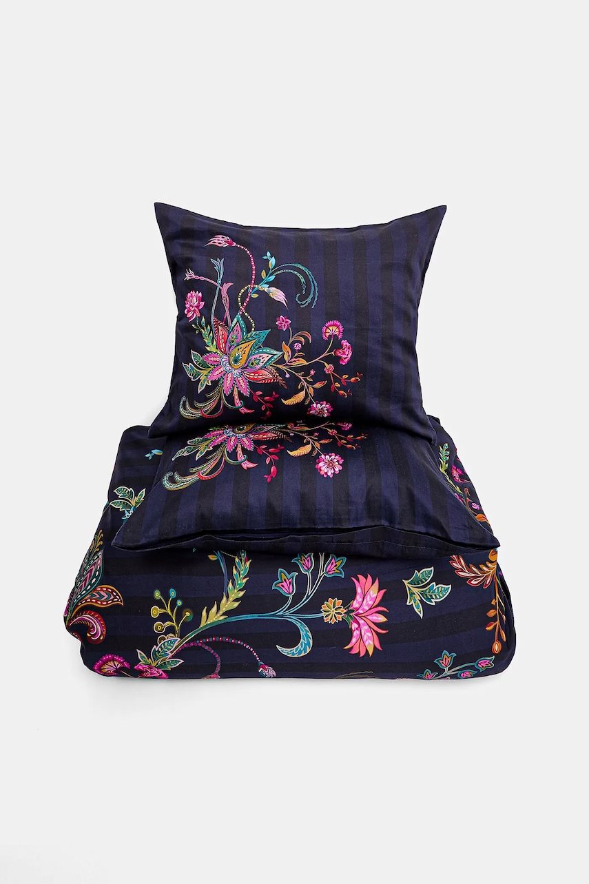 Medicine un set de lenjerie de pat din bumbac culoarea albastru marin