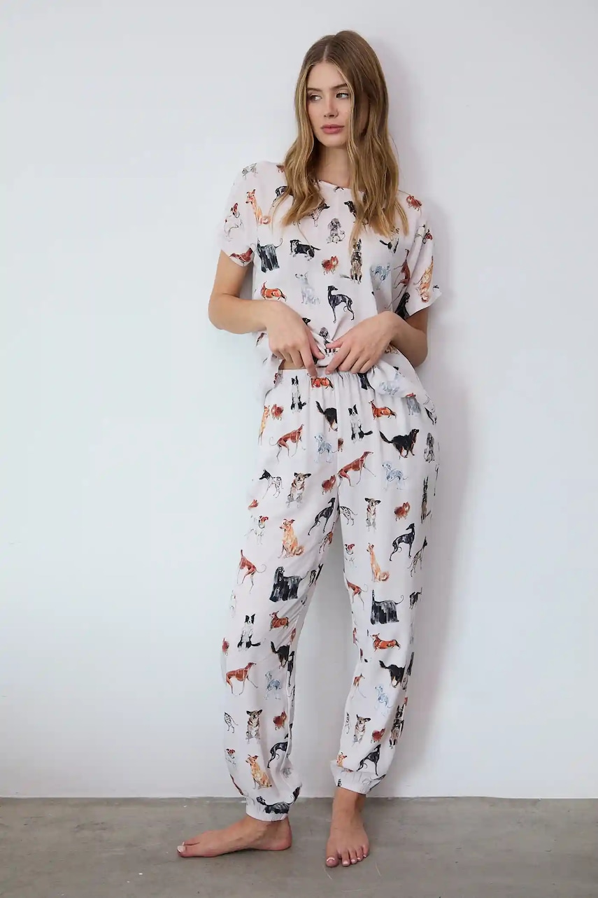 Medicine pijama culoarea bej, pentru femei