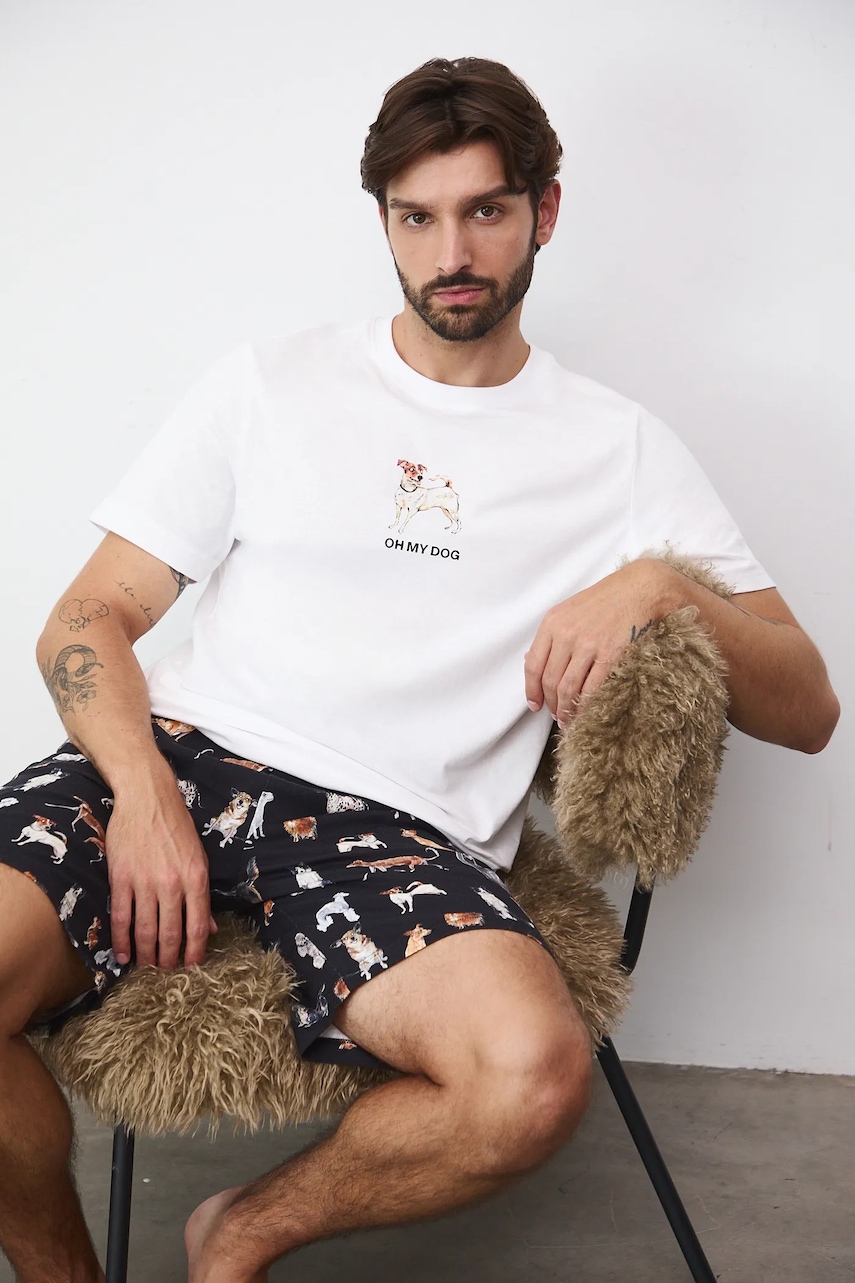 Medicine pijamale de bumbac culoarea alb, modelator