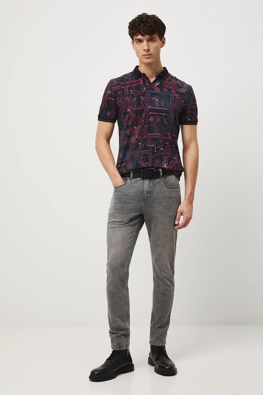 Хлопковое поло Medicine цвет бордовый узор