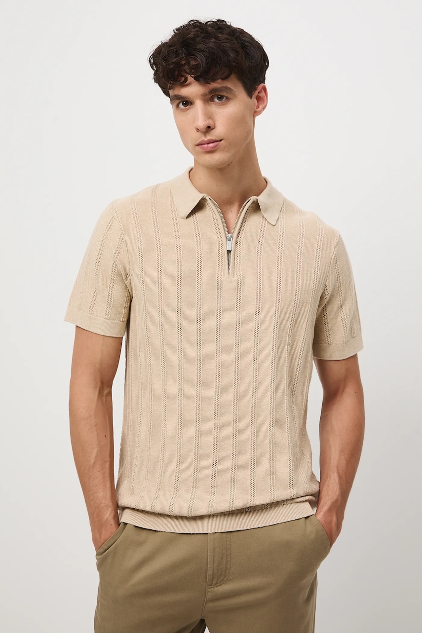 Medicine polo de bumbac culoarea bej, uni Medicine polo de bumbac culoarea bej, uni