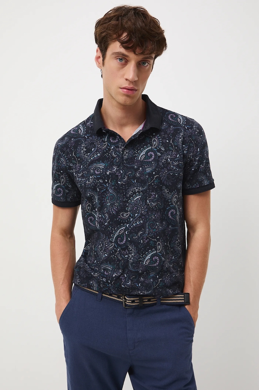 Medicine polo de bumbac culoarea negru, modelator