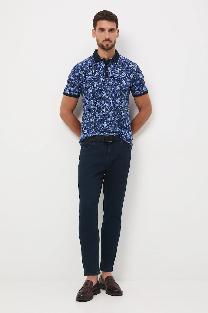 Medicine tricou polo culoarea albastru marin, modelator
