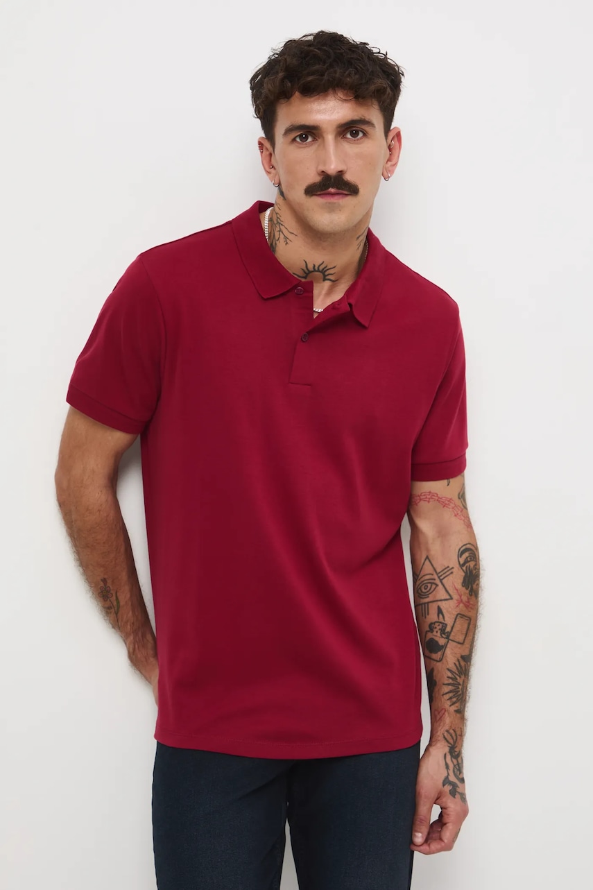 Medicine polo de bumbac culoarea rosu, neted