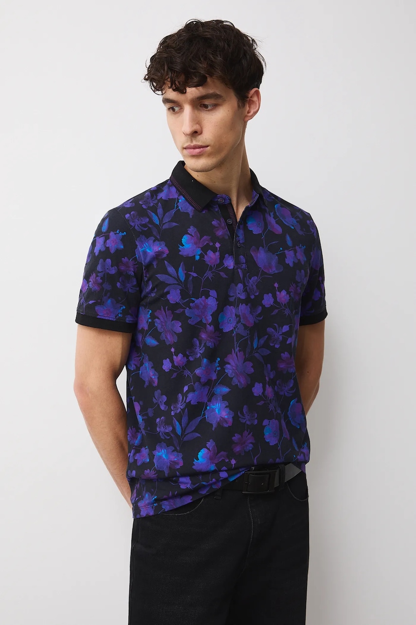 Medicine polo de bumbac culoarea negru, modelator