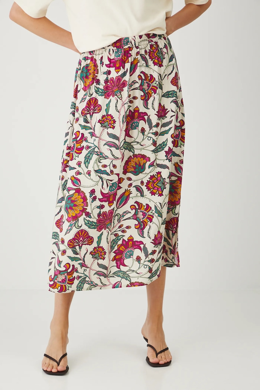 Medicine fustă culoarea bej, maxi, evazați