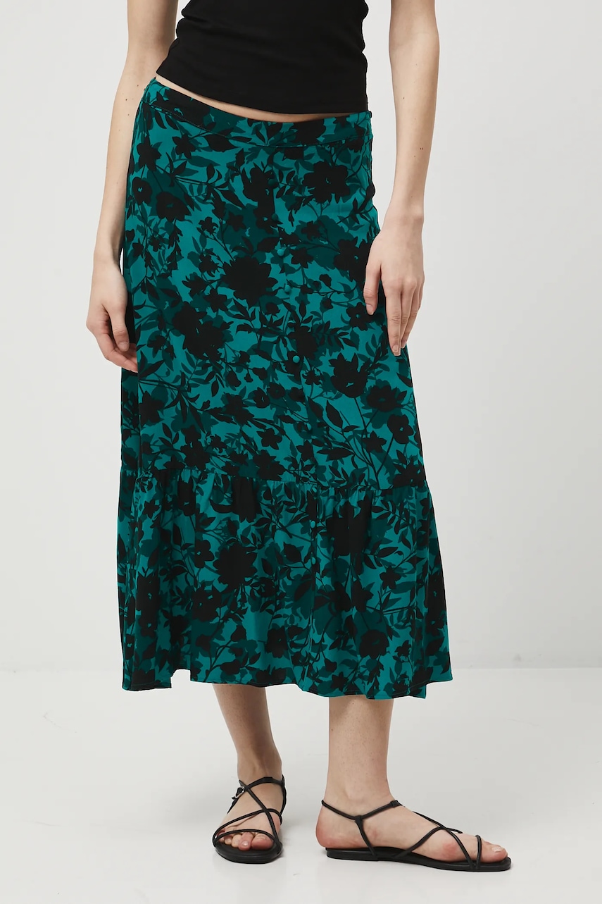 Medicine fustă culoarea verde, midi, evazați