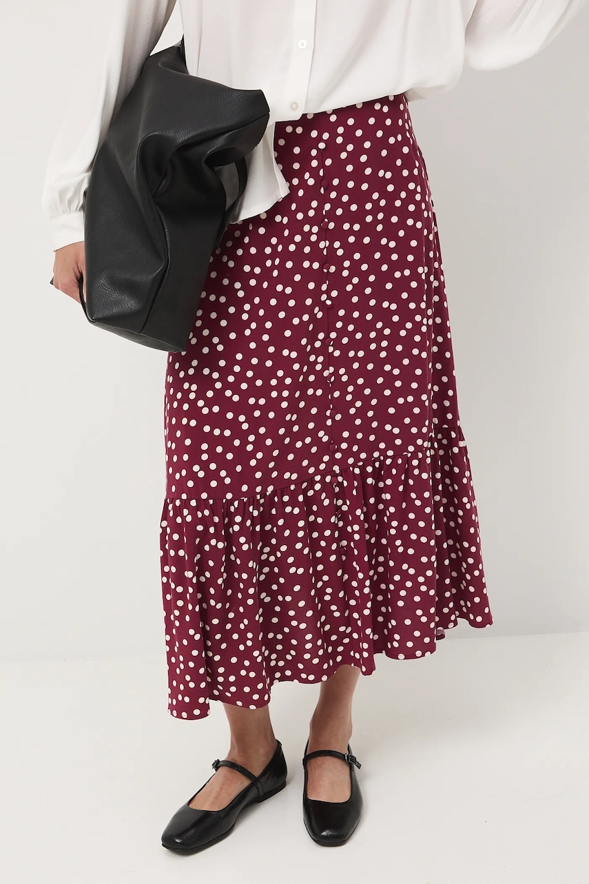 Medicine fustă culoarea bordo, midi, evazați