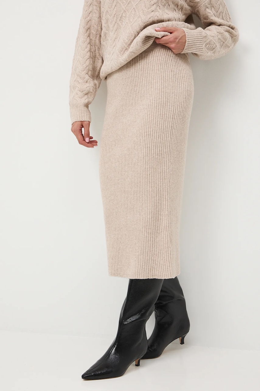 Medicine fusta culoarea bej, maxi, drept