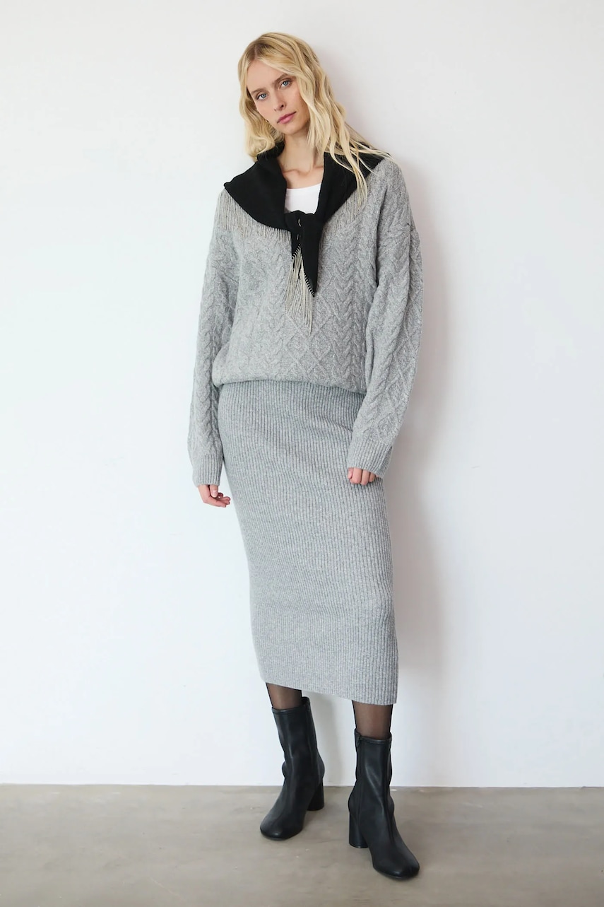 Medicine fusta culoarea gri, maxi, drept