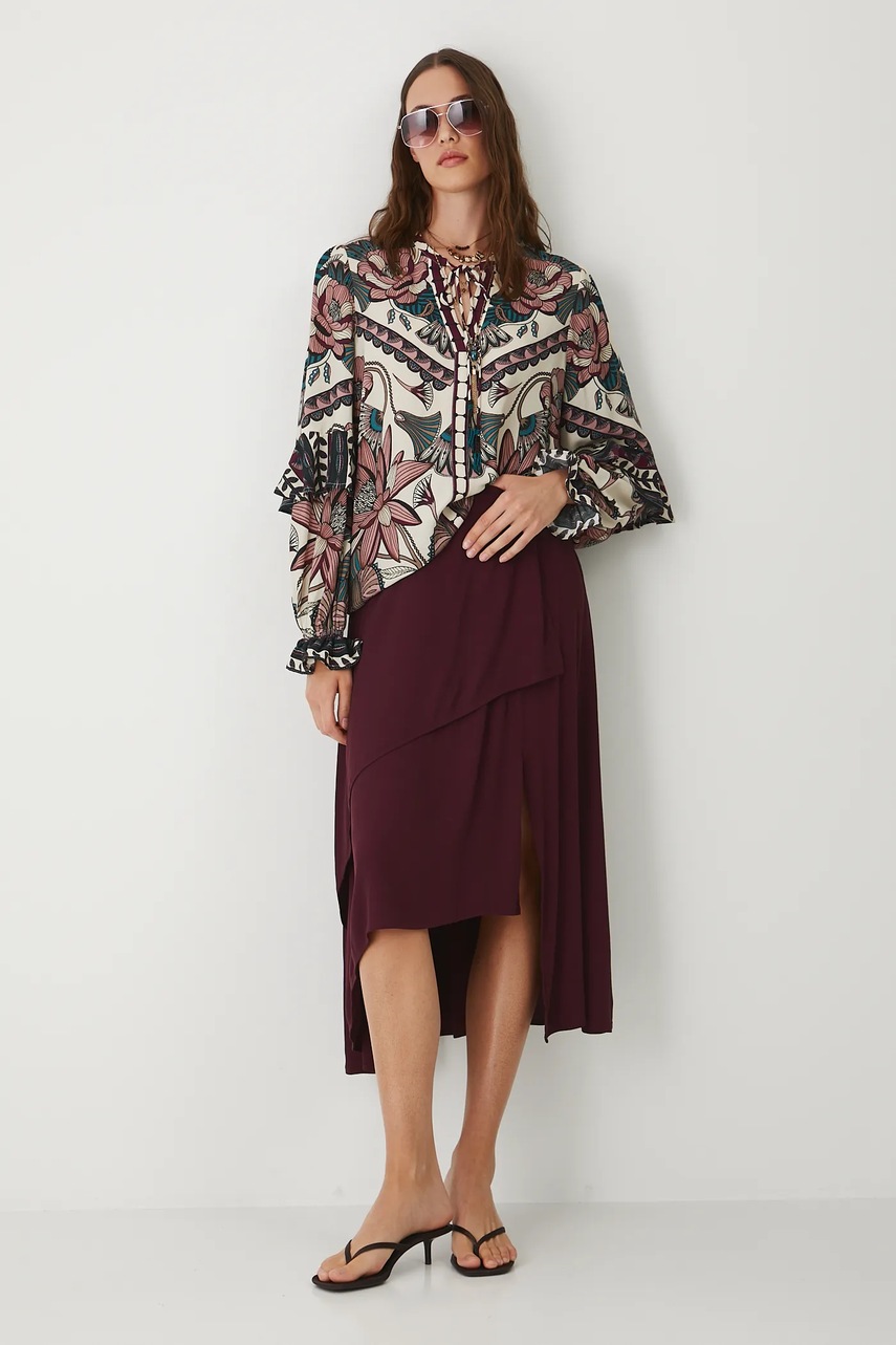 Юбка Medicine цвет бордовый midi расклешённая