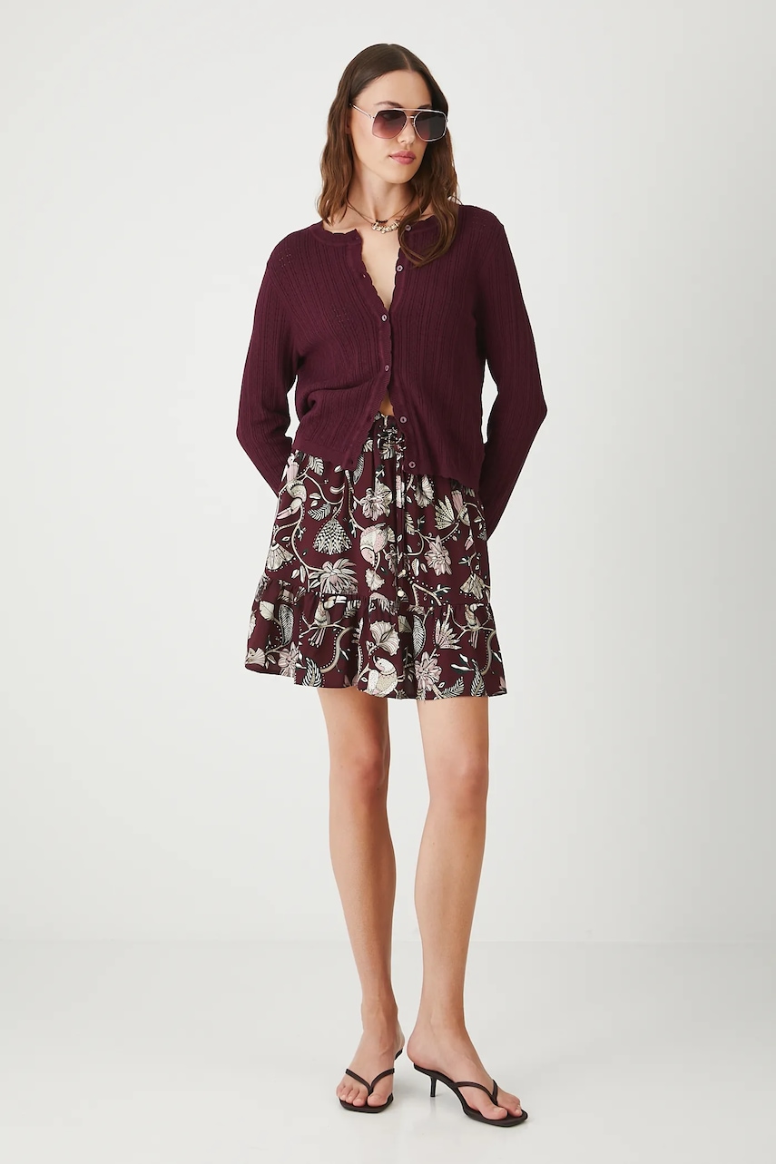 Medicine fustă culoarea bordo, mini, evazați