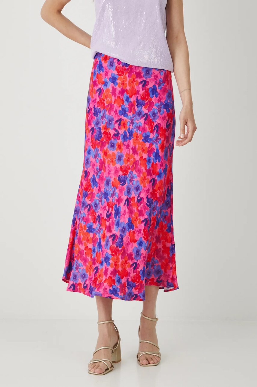 Medicine fustă culoarea roz, midi, drept