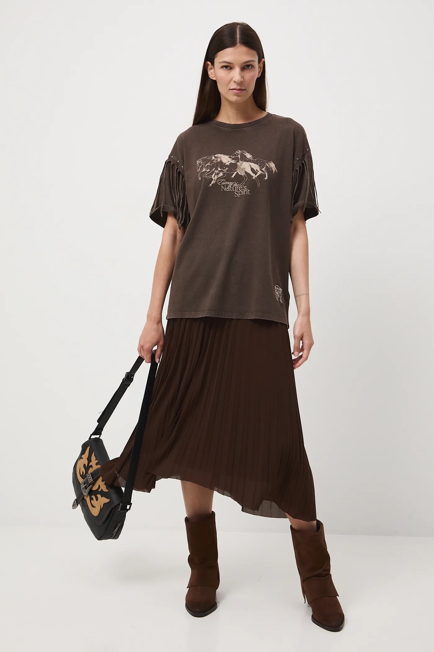 Юбка Medicine цвет коричневый midi расклешённая