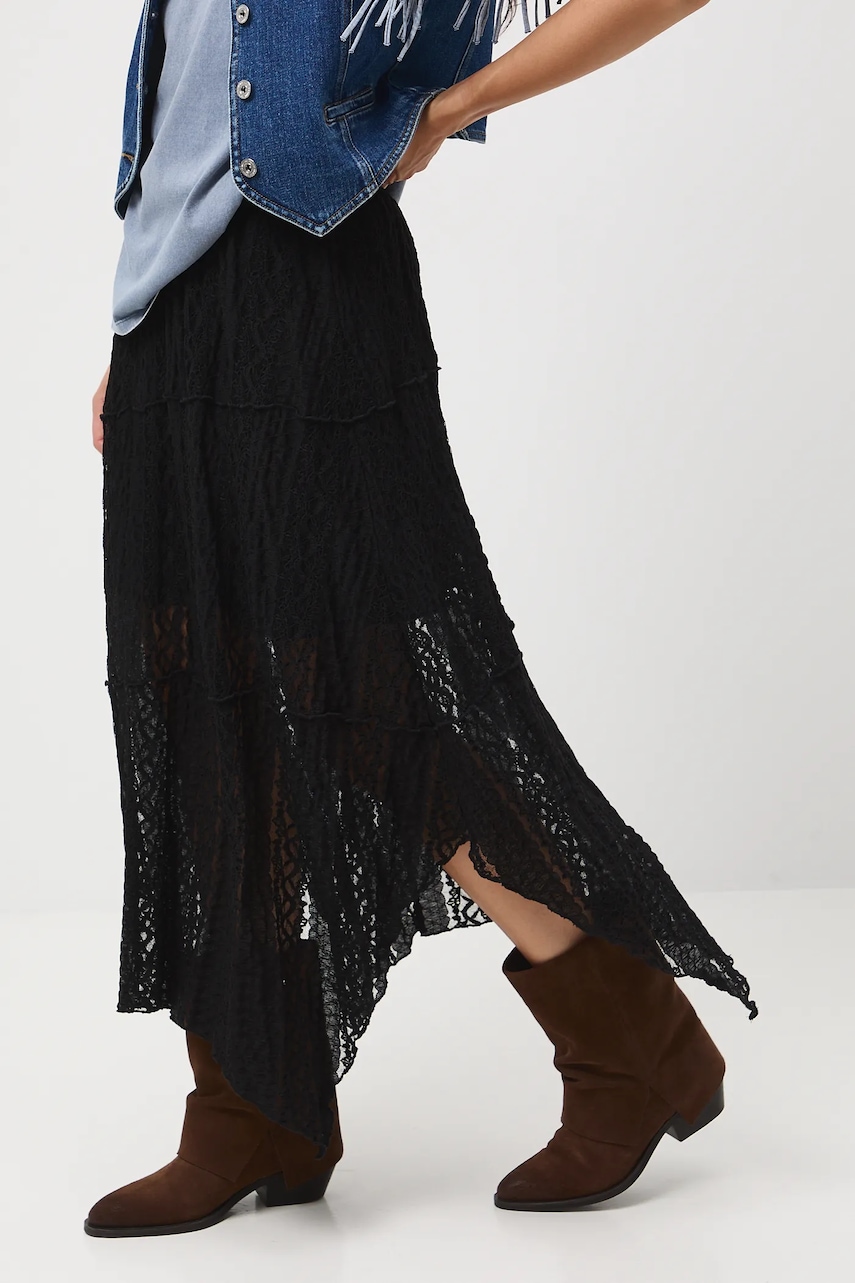 Medicine fustă culoarea negru, maxi, evazați