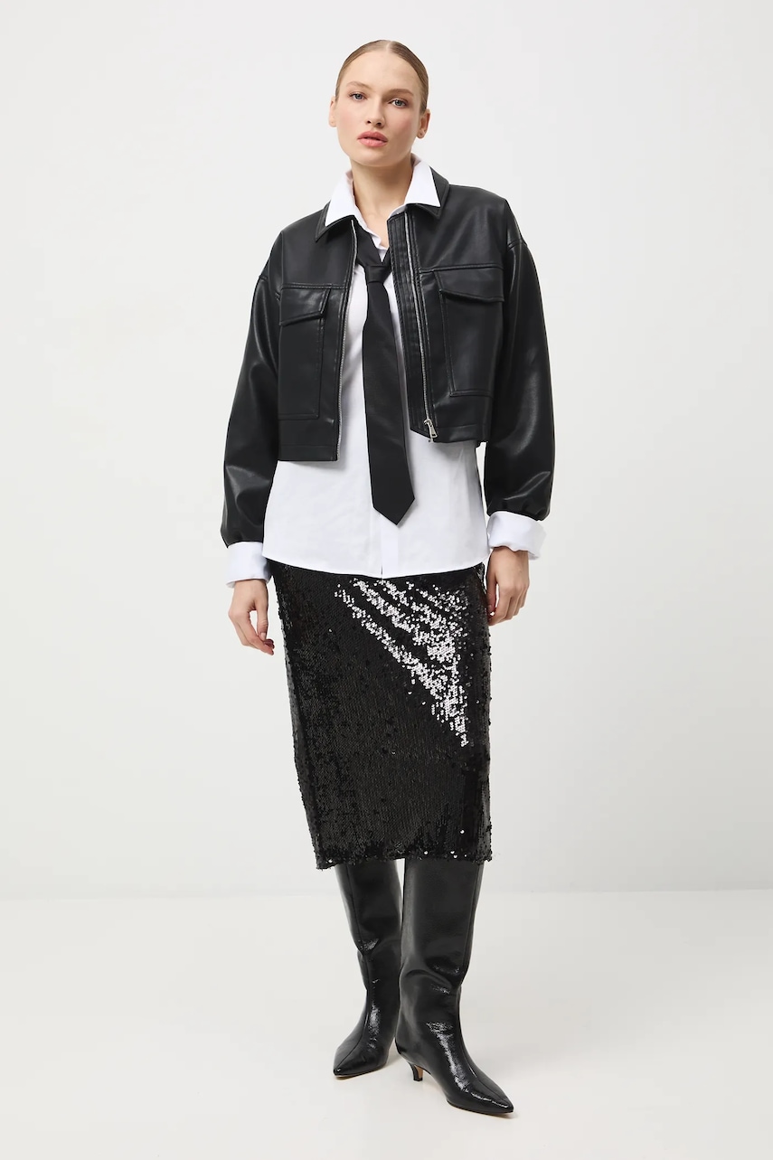 Medicine fusta culoarea negru, midi, drept