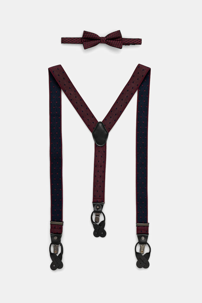 Medicine set de bretele si papion culoarea bordo