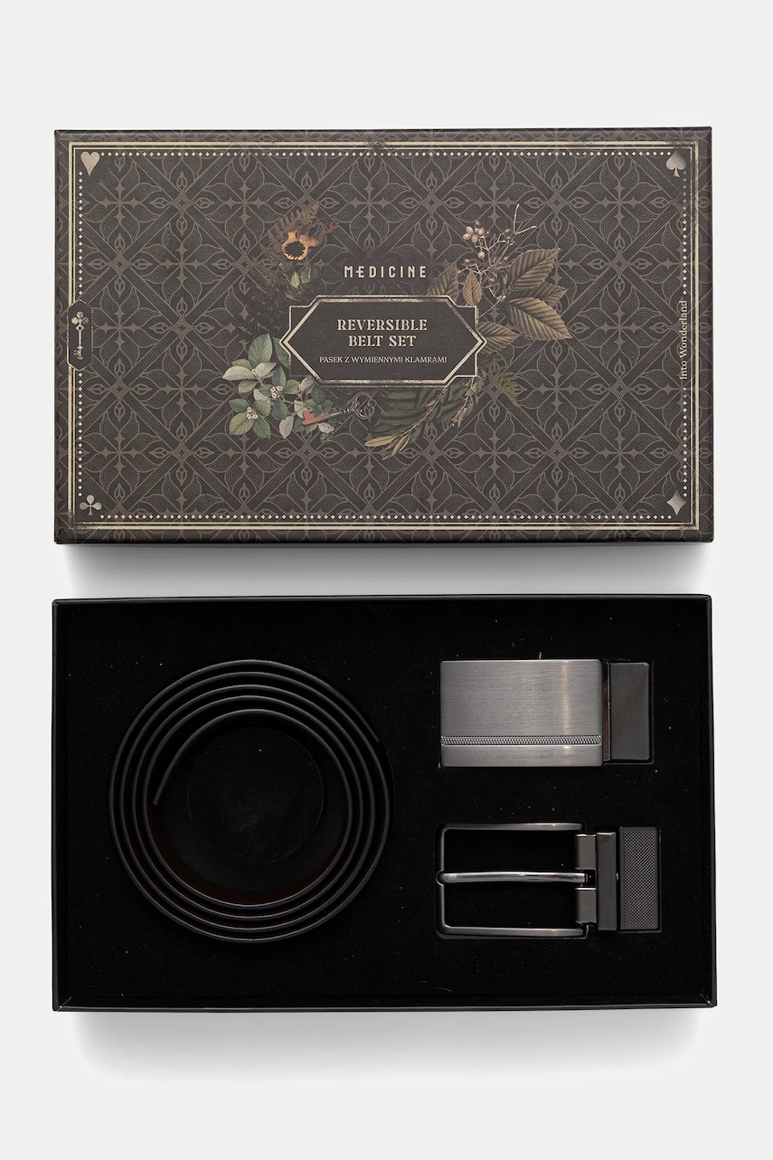 Medicine curea din piele cu catarame detasabile culoarea negru