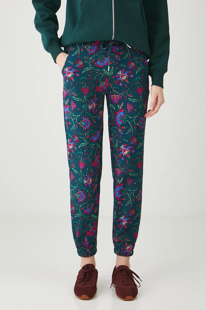 Medicine pantaloni de trening culoarea verde, cu imprimeu