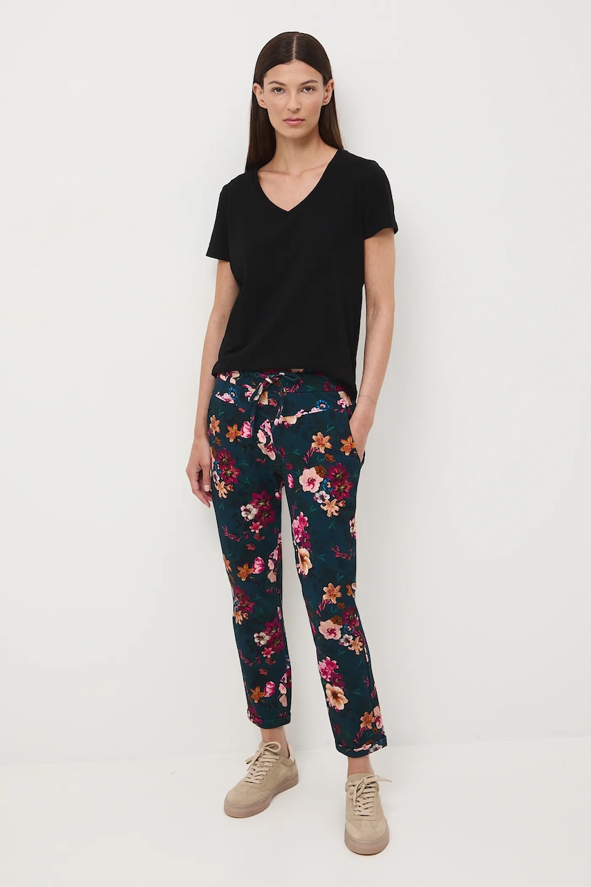 Medicine pantaloni de trening din bumbac culoarea turcoaz, cu model