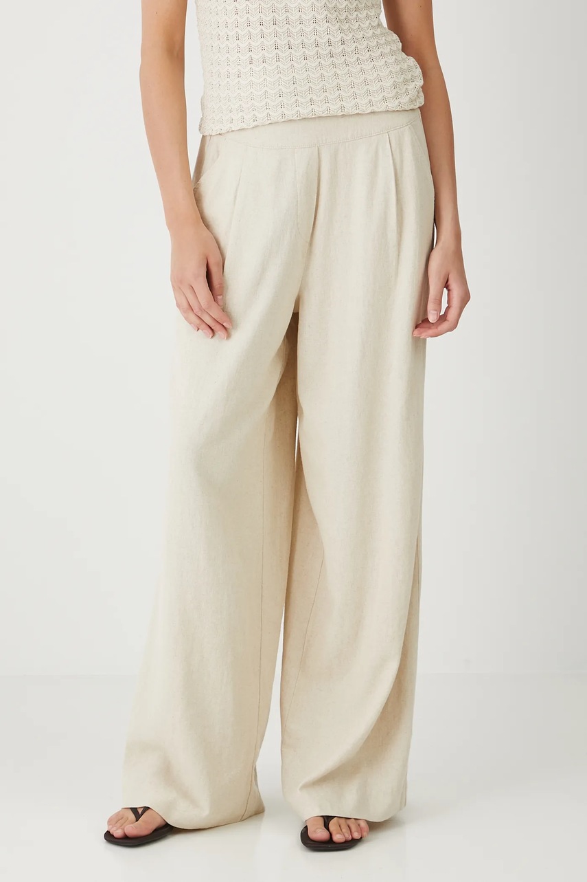 Брюки Medicine цвет бежевый широкие высокая посадка