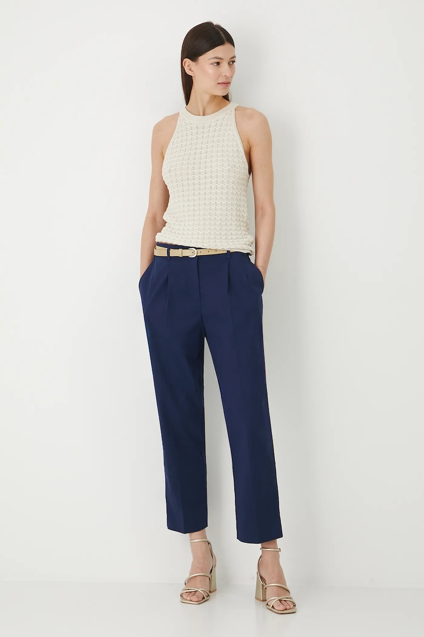 Medicine pantaloni culoarea bleumarin, fason chinos, medium waist