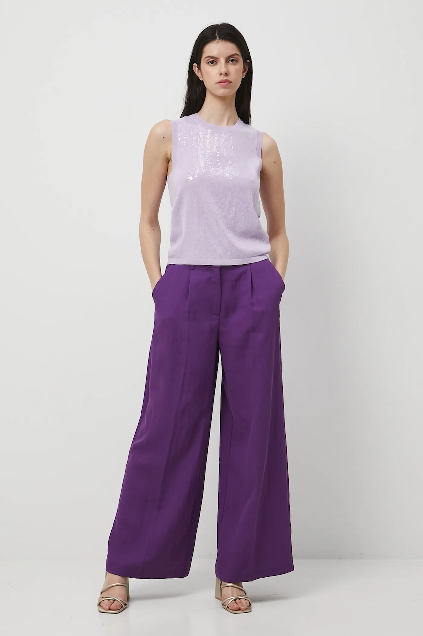 Medicine pantaloni culoarea violet, lat, high waist