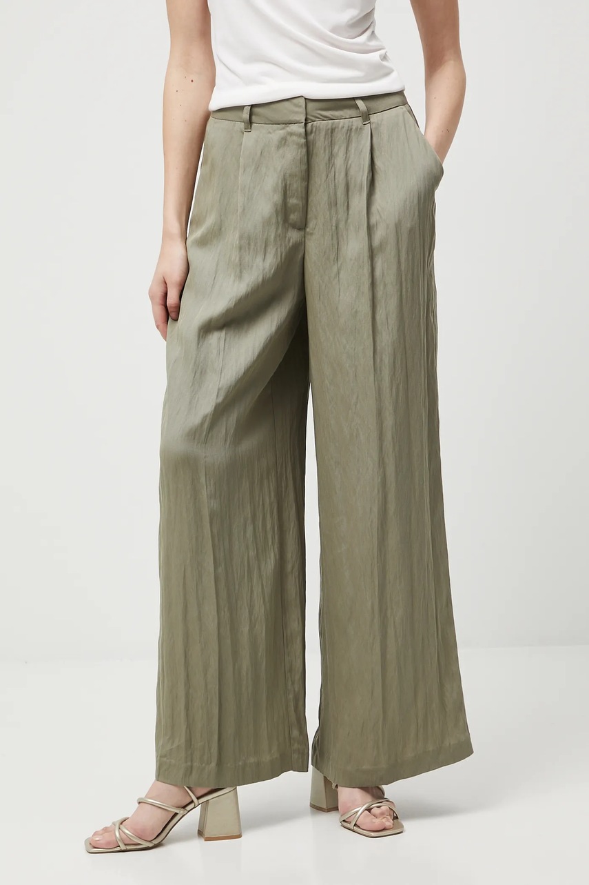 Брюки Medicine цвет зелёный широкие высокая посадка