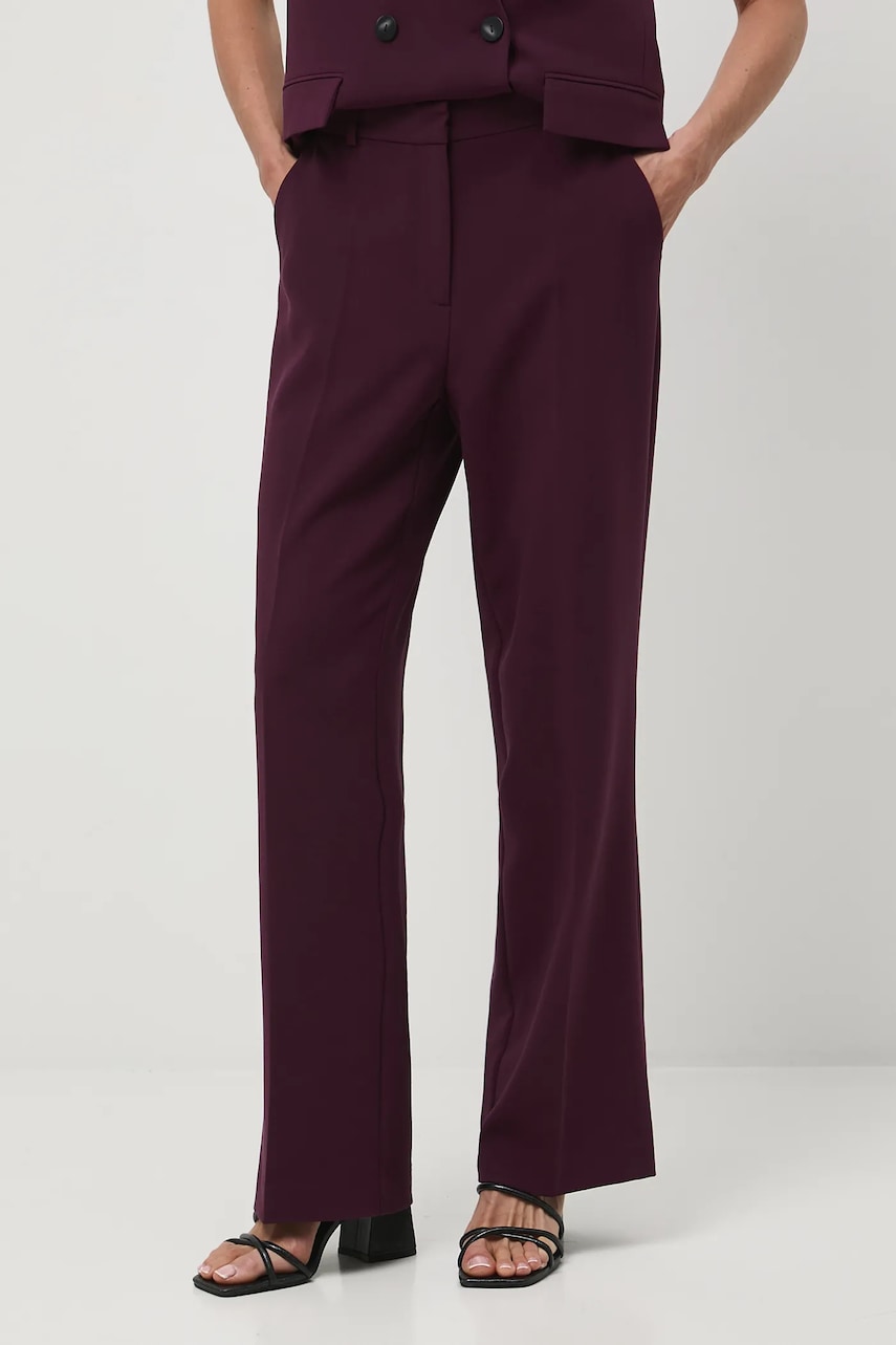Medicine pantaloni culoarea bordo, lat, high waist