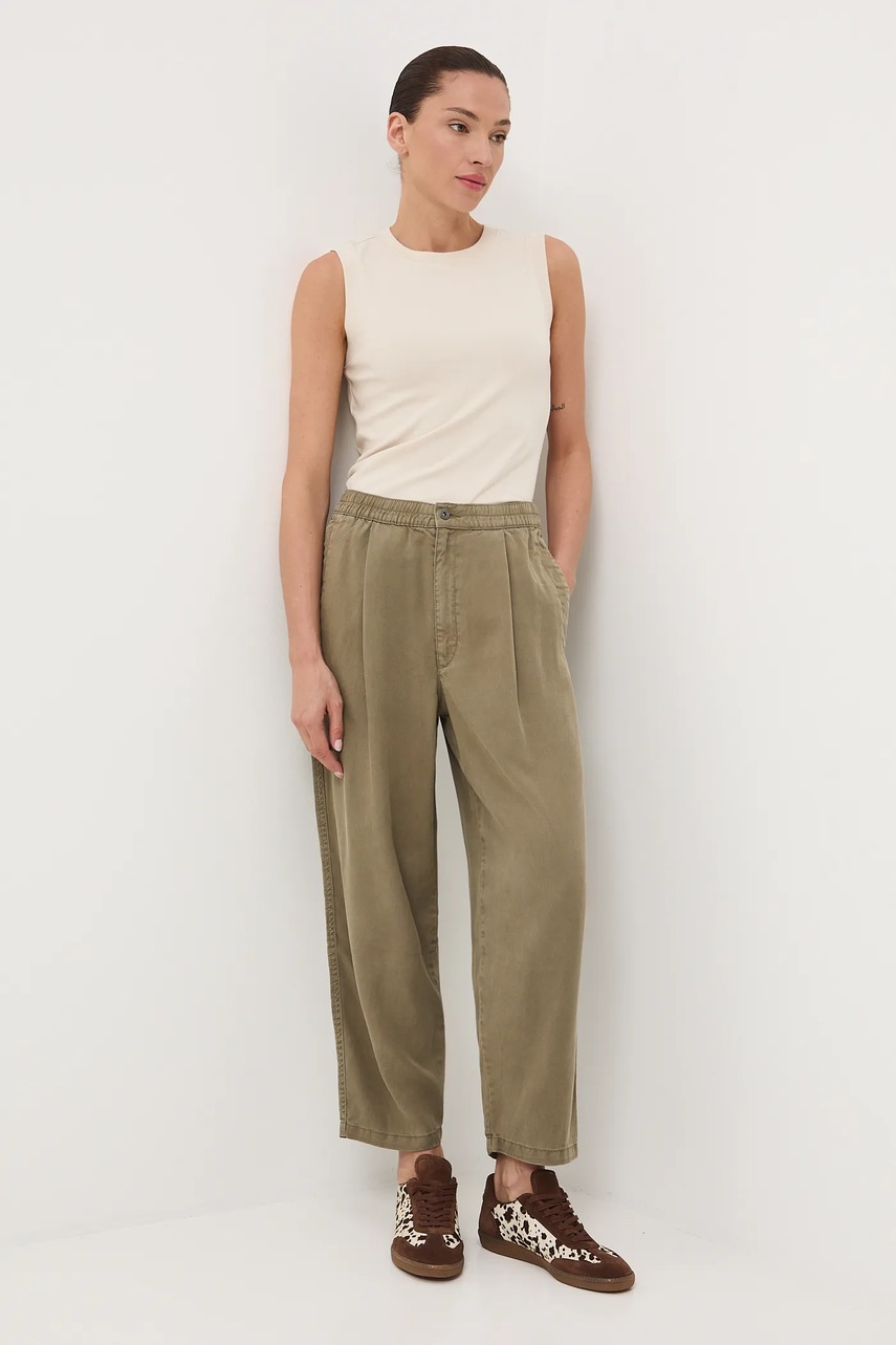 Брюки Medicine цвет зелёный широкие средняя посадка