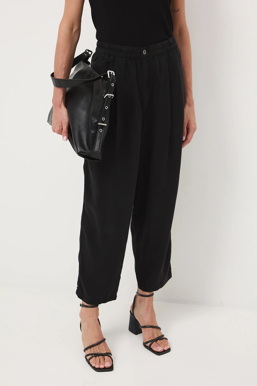 Levně Kalhoty Medicine dámské, černá barva, široké, medium waist