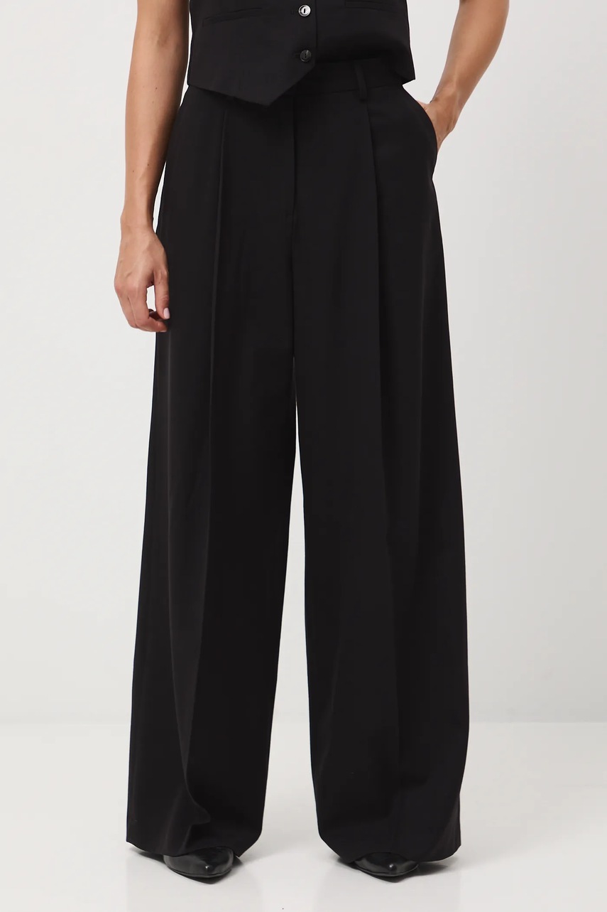 Брюки с примесью шерсти Medicine цвет чёрный широкие высокая посадка