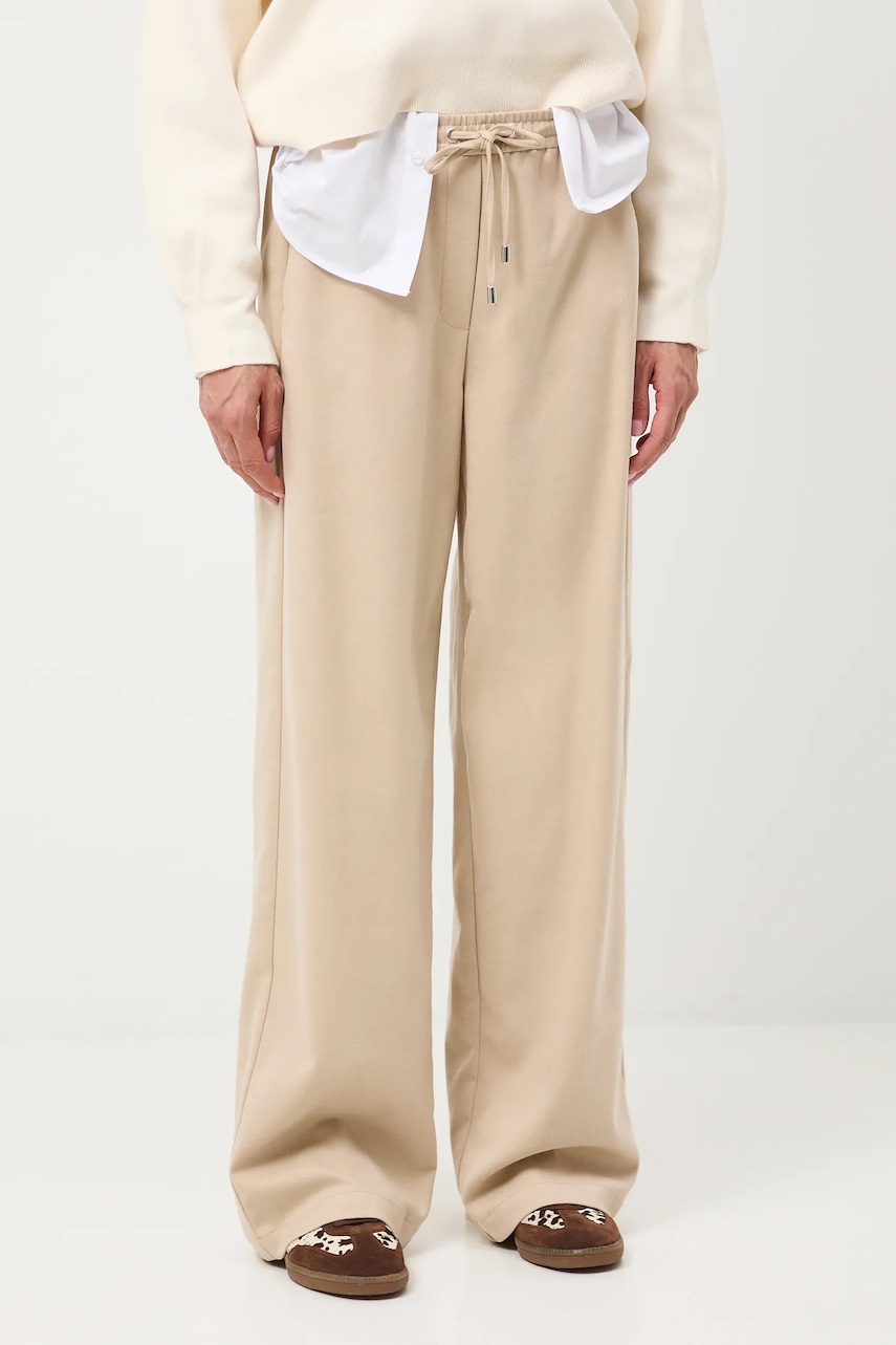 Medicine pantaloni culoarea bej, lat, medium waist