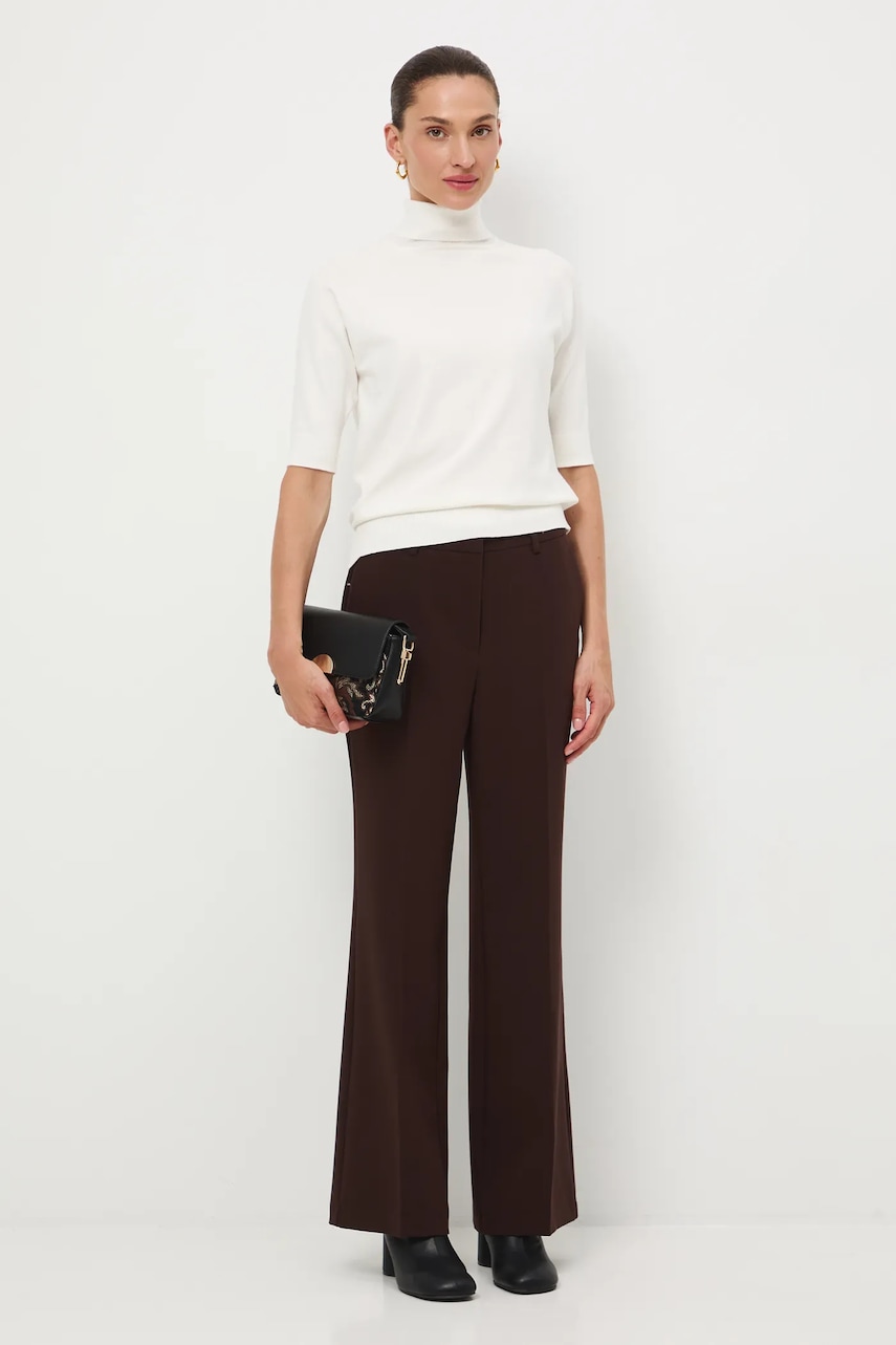 Medicine pantaloni culoarea maro, evazati, medium waist