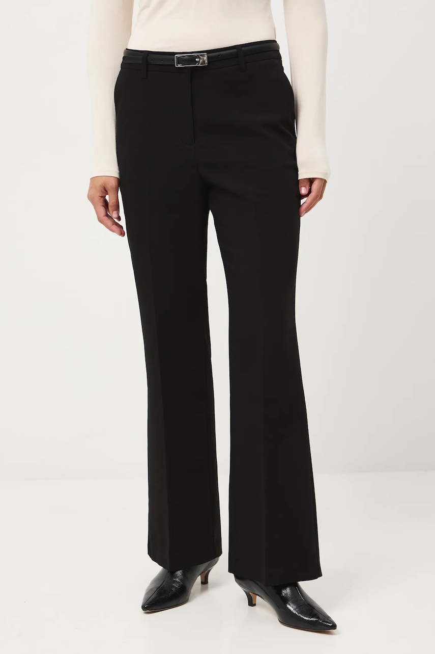 Medicine pantaloni culoarea negru, evazati, medium waist