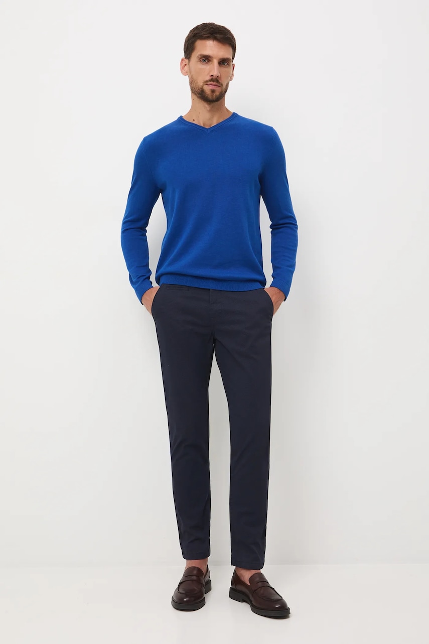 Medicine pantaloni culoarea albastru marin, cu fason chinos