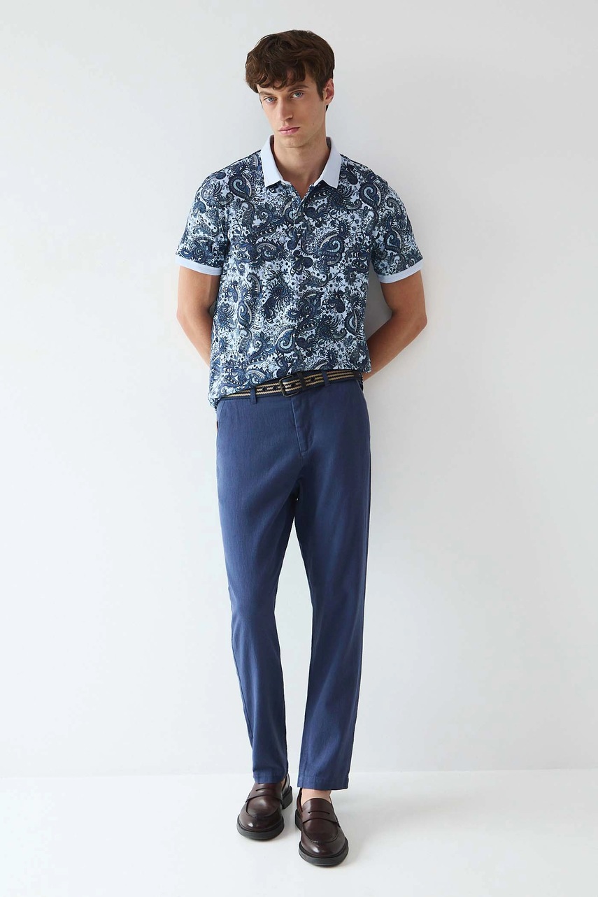 Брюки с примесью льна Medicine цвет синий прямые