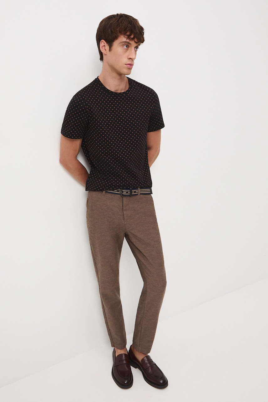 Брюки с примесью льна Medicine цвет коричневый прямые