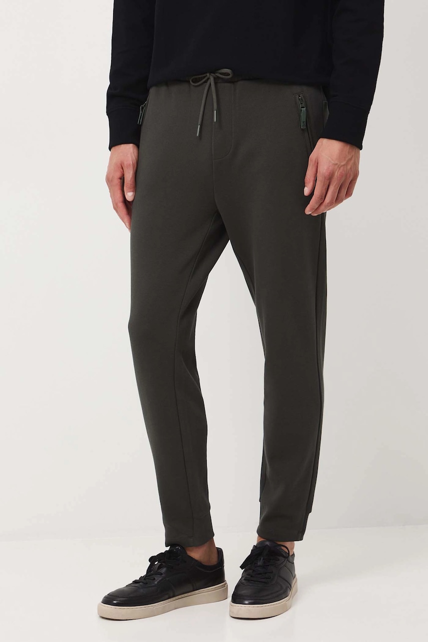 Medicine pantaloni de trening culoarea verde, neted