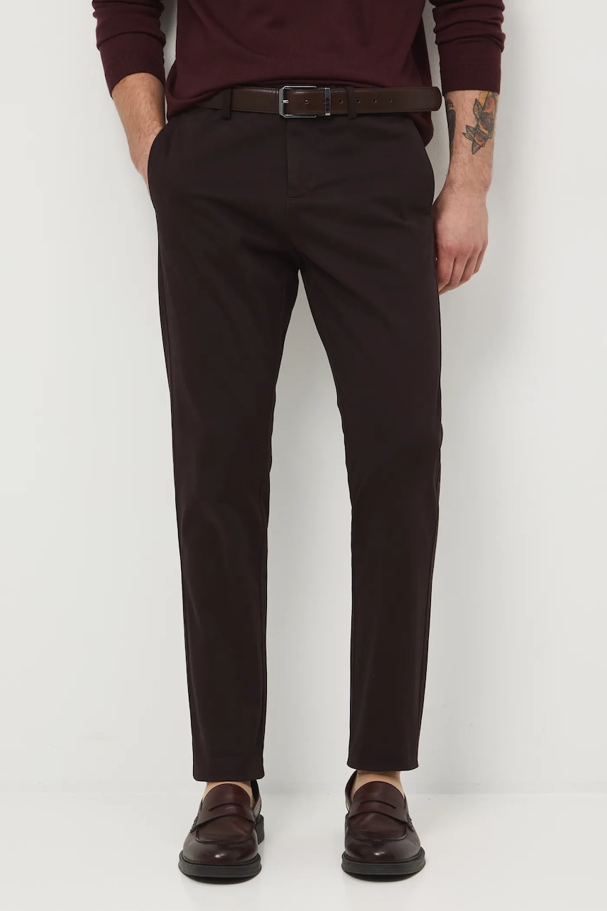 Medicine pantaloni culoarea maro, mulata