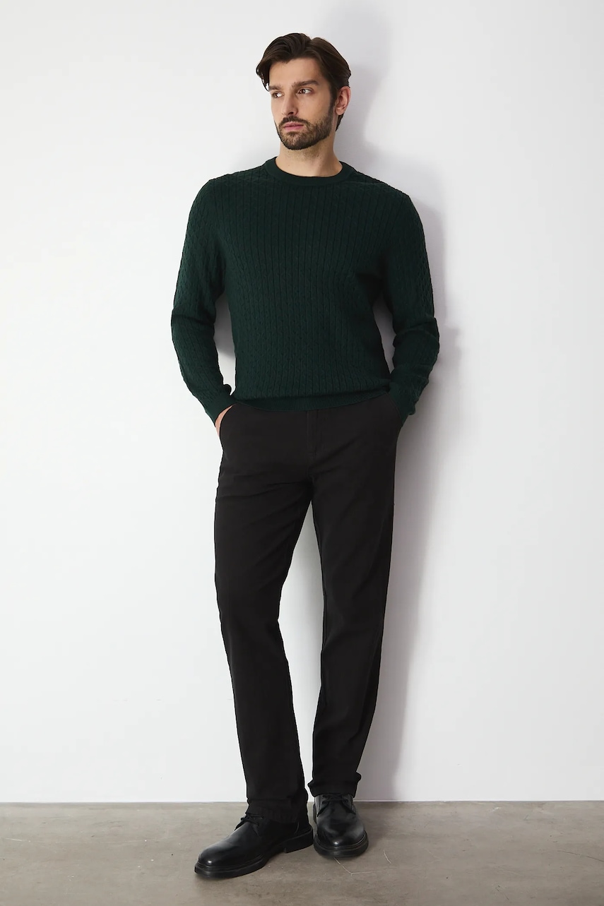 Medicine pantaloni culoarea maro, cu fason chinos