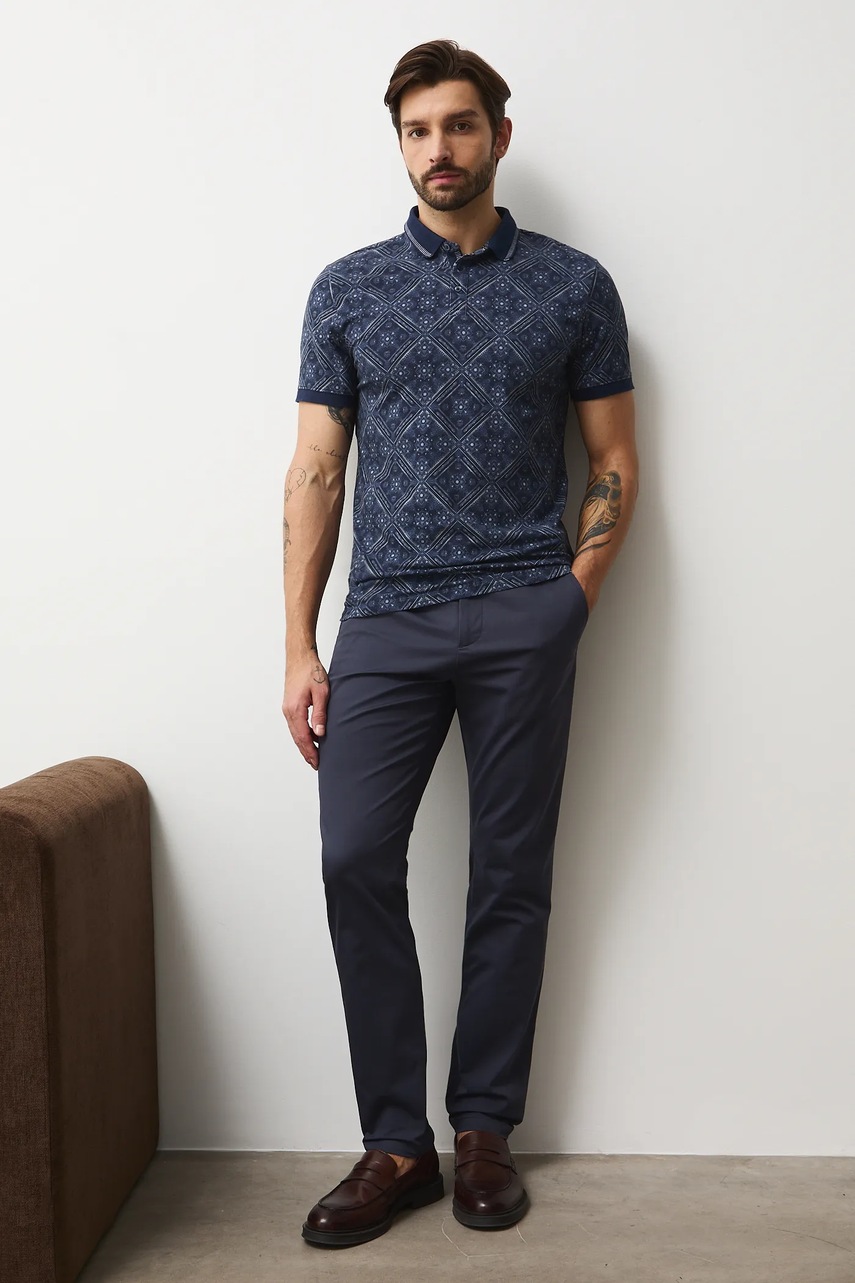 Medicine pantaloni culoarea albastru marin, cu fason chinos