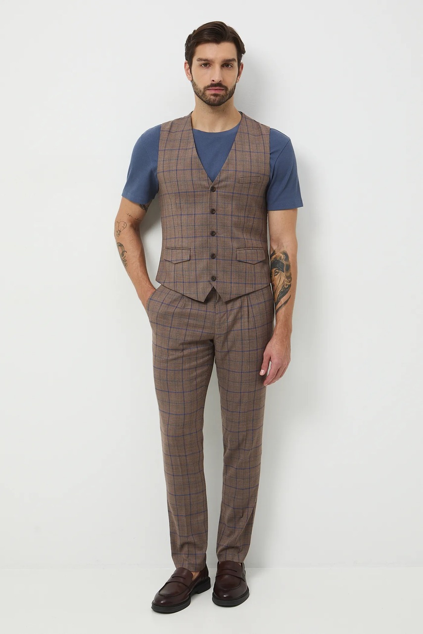 Medicine pantaloni culoarea maro, mulata