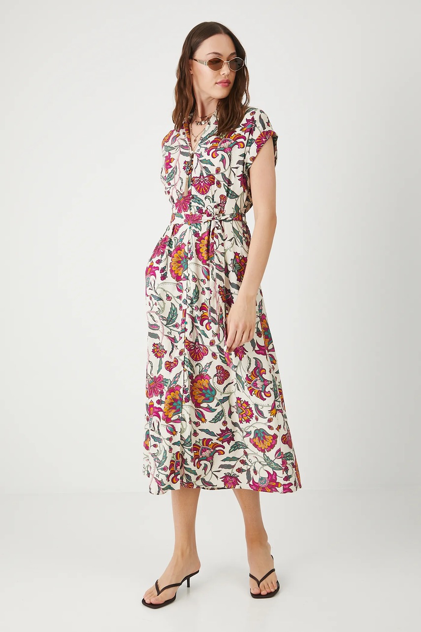 Платье Medicine цвет бежевый midi расклешённое