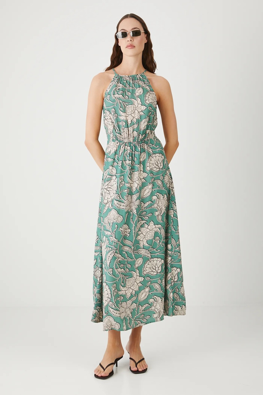Платье Medicine цвет бирюзовый maxi расклешённое