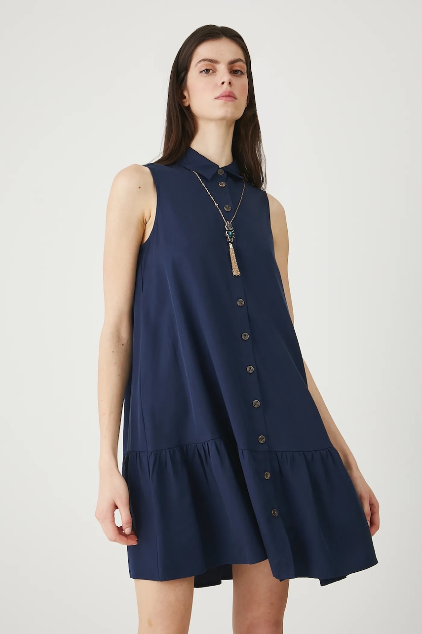 Medicine rochie culoarea bleumarin, mini, oversize