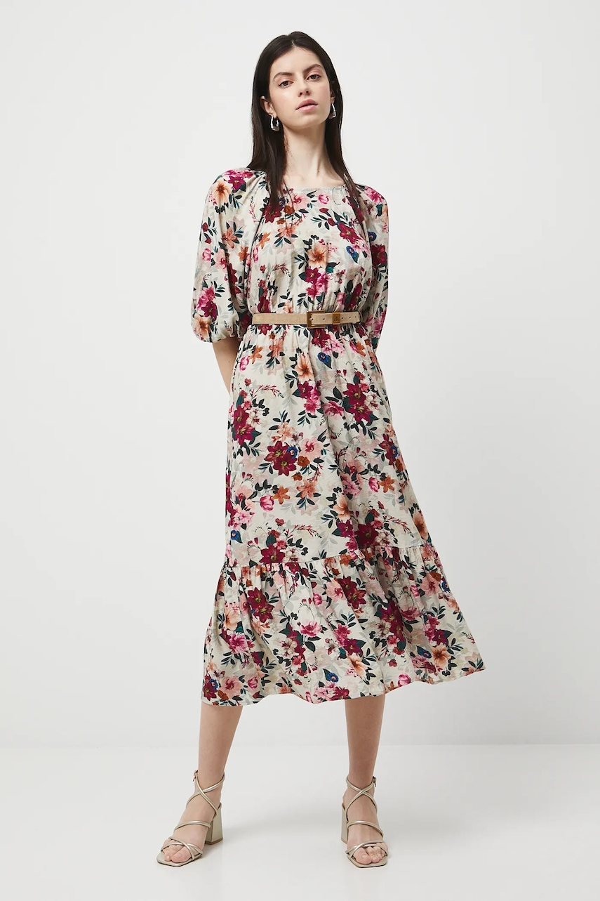 Medicine rochie culoarea bej, midi, evazati