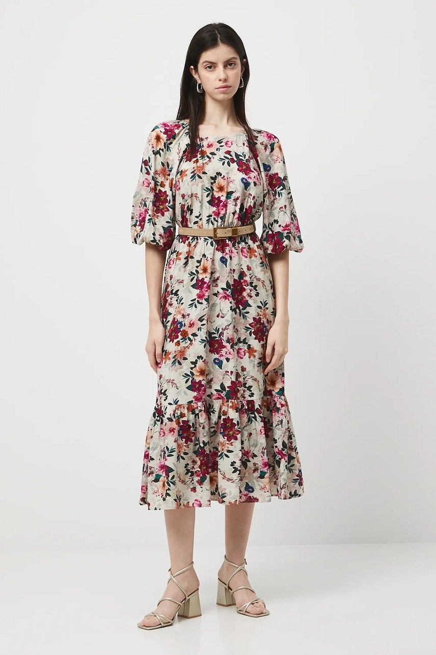 Платье Medicine цвет бежевый midi расклешённое