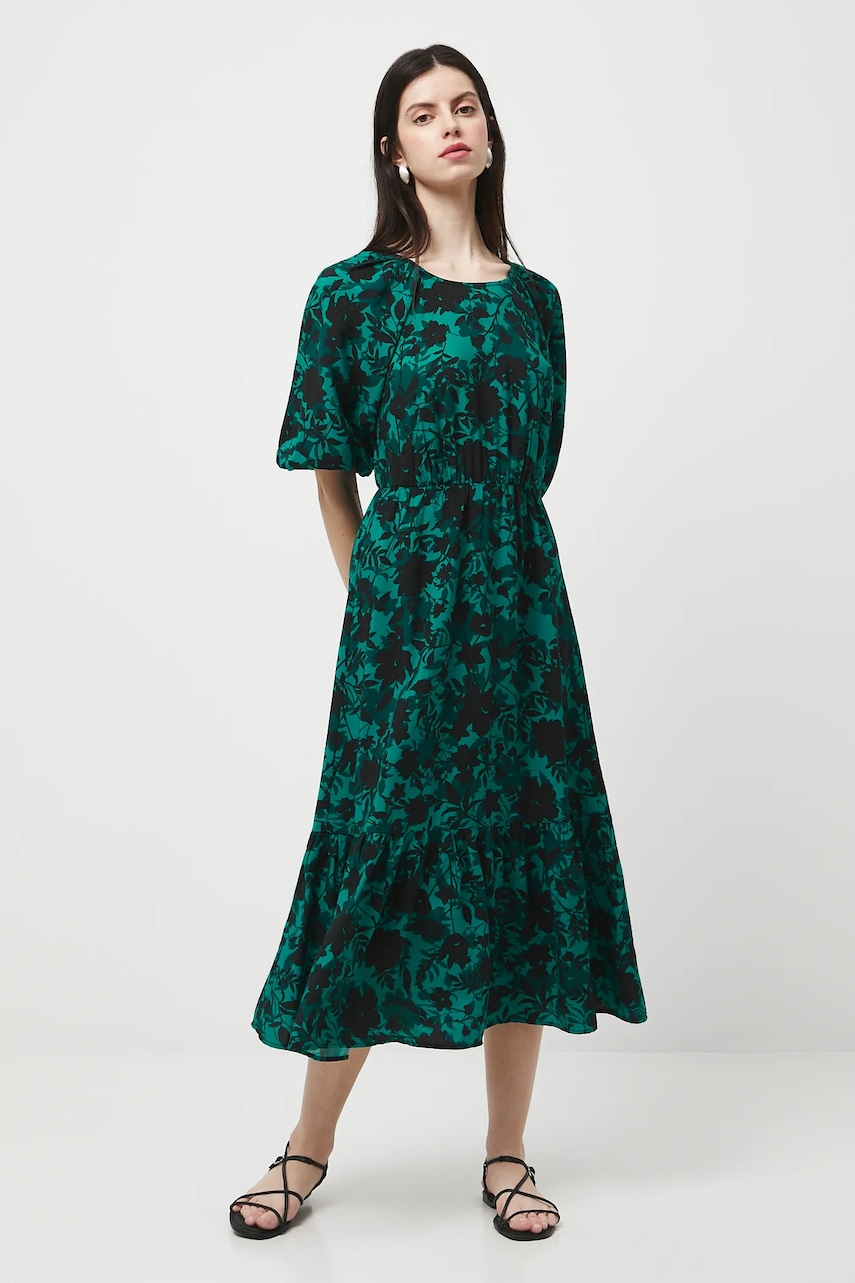 Medicine rochie culoarea verde, midi, evazati